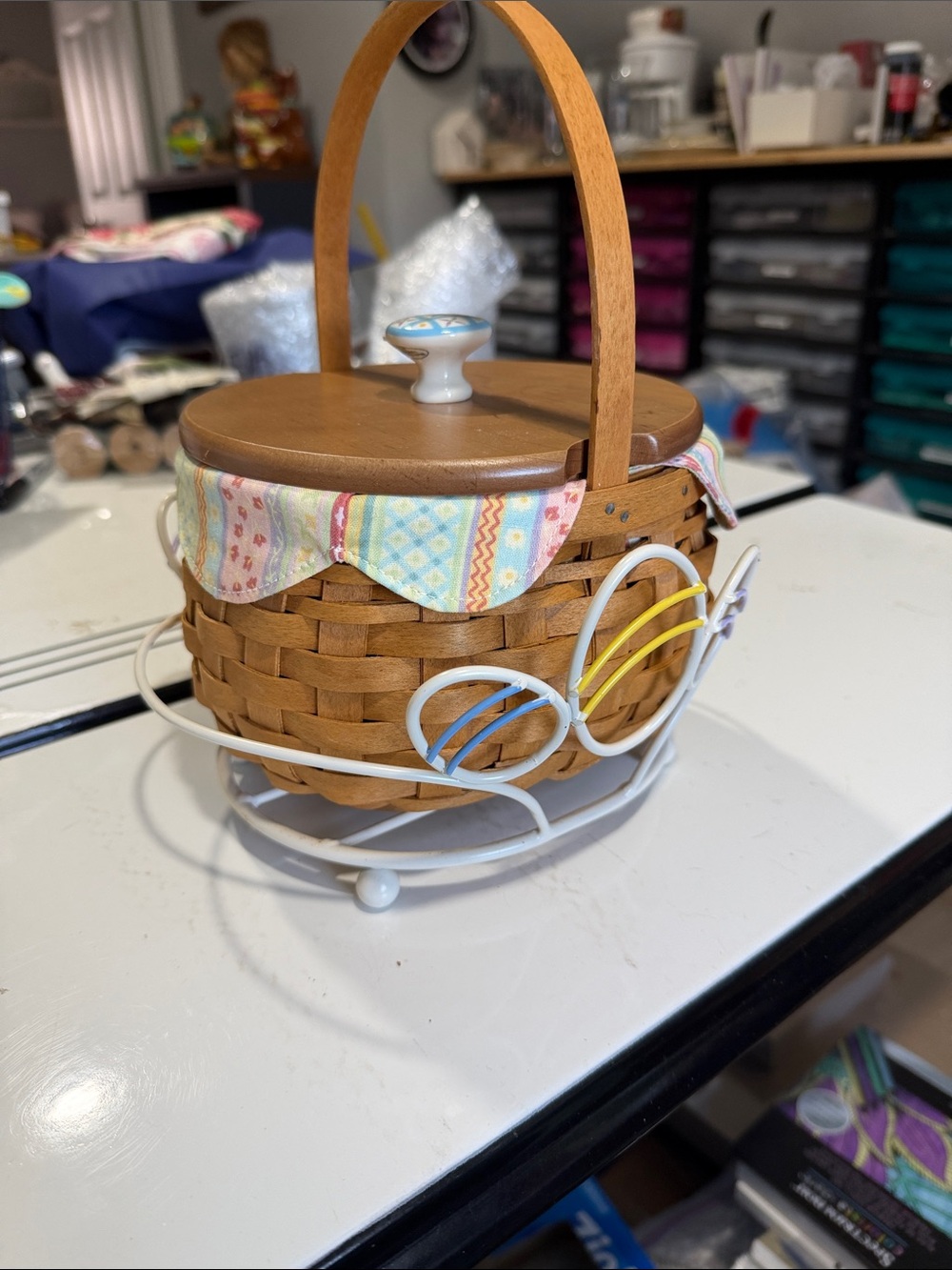 Longaberger 2008 Small Easter Basket Set with Easter Egg Stand